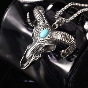 Goat Pendant Necklace with Turquoise - Cowderry