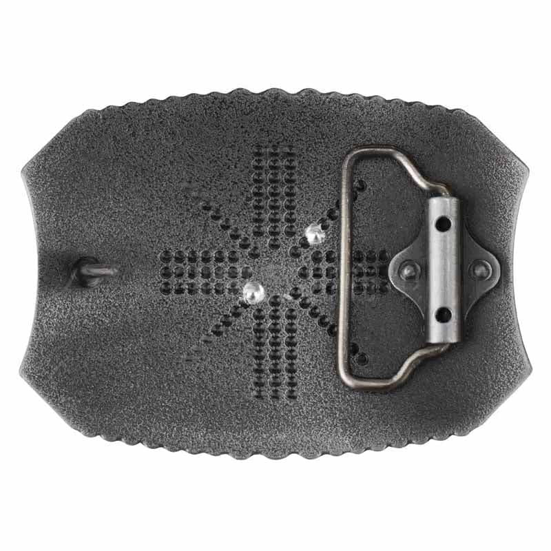 Western Floral Engraved Black Leather Belt with Gold Initial Letters A-Z Buckle