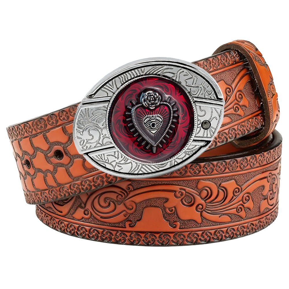 Gothic Embossed Utility Leather Belt - CowderryUtility BeltsMystic Eye Heart