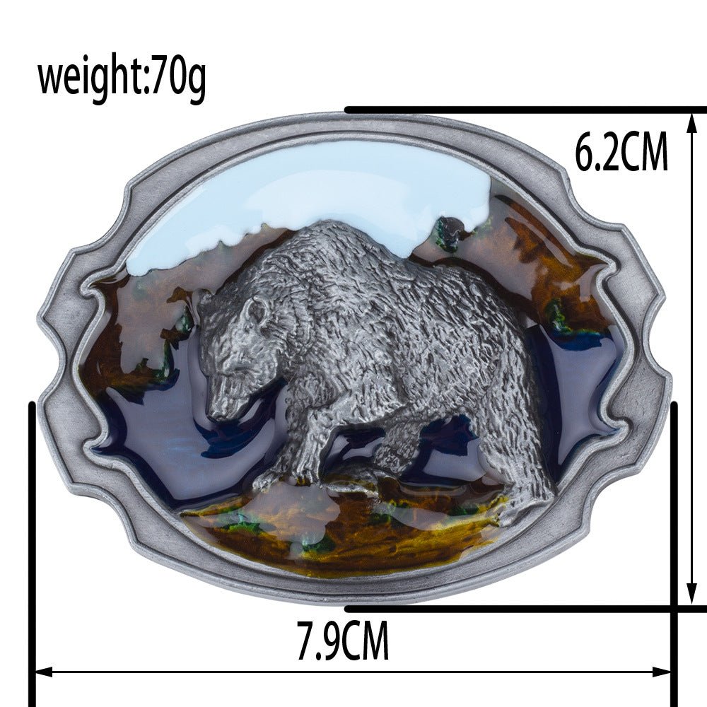 Grizzly Bear Belt Buckle Color Oval - CowderryBelt Buckles