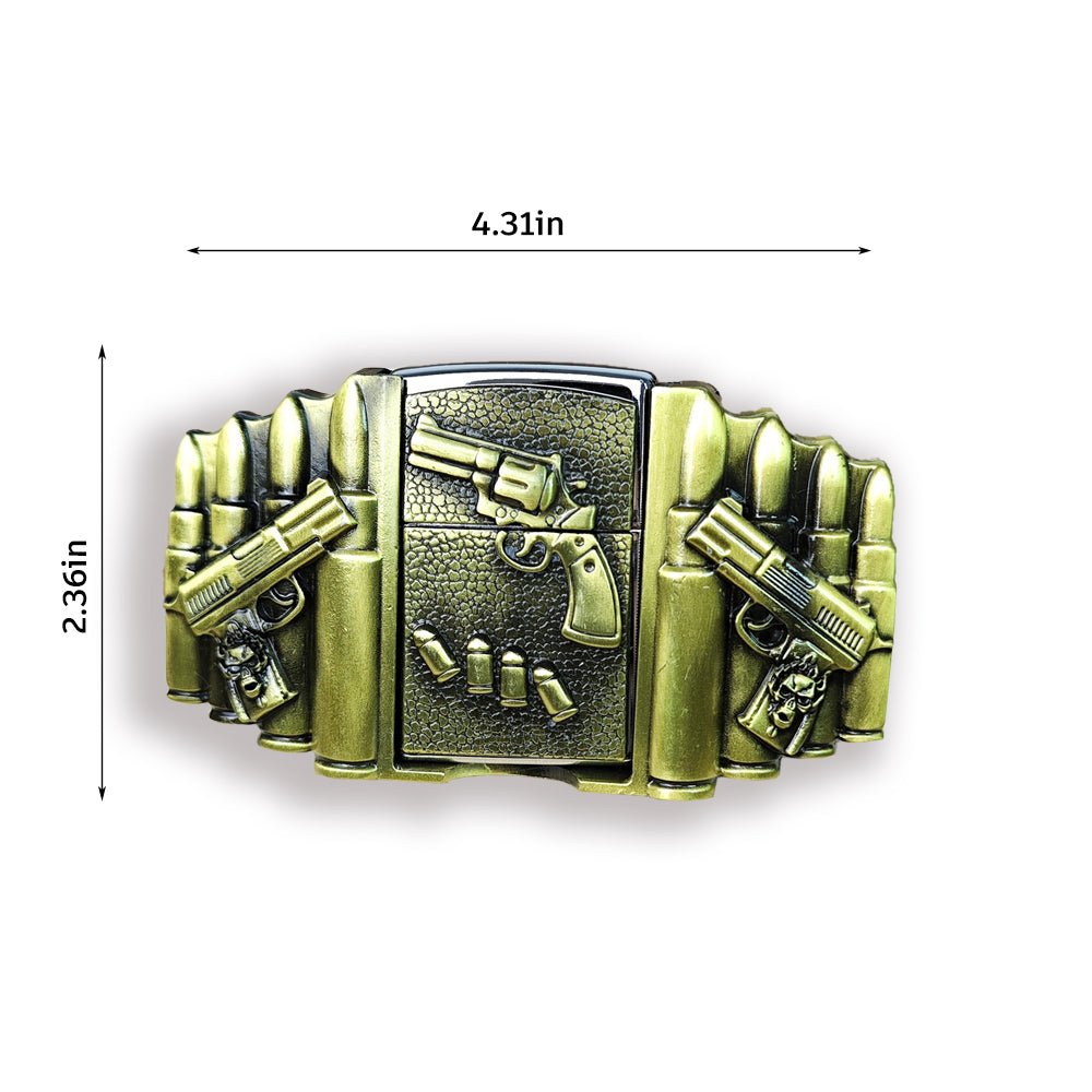 Gun Shape Lighter Holder Belt Buckle - CowderryBelt BucklesBrown