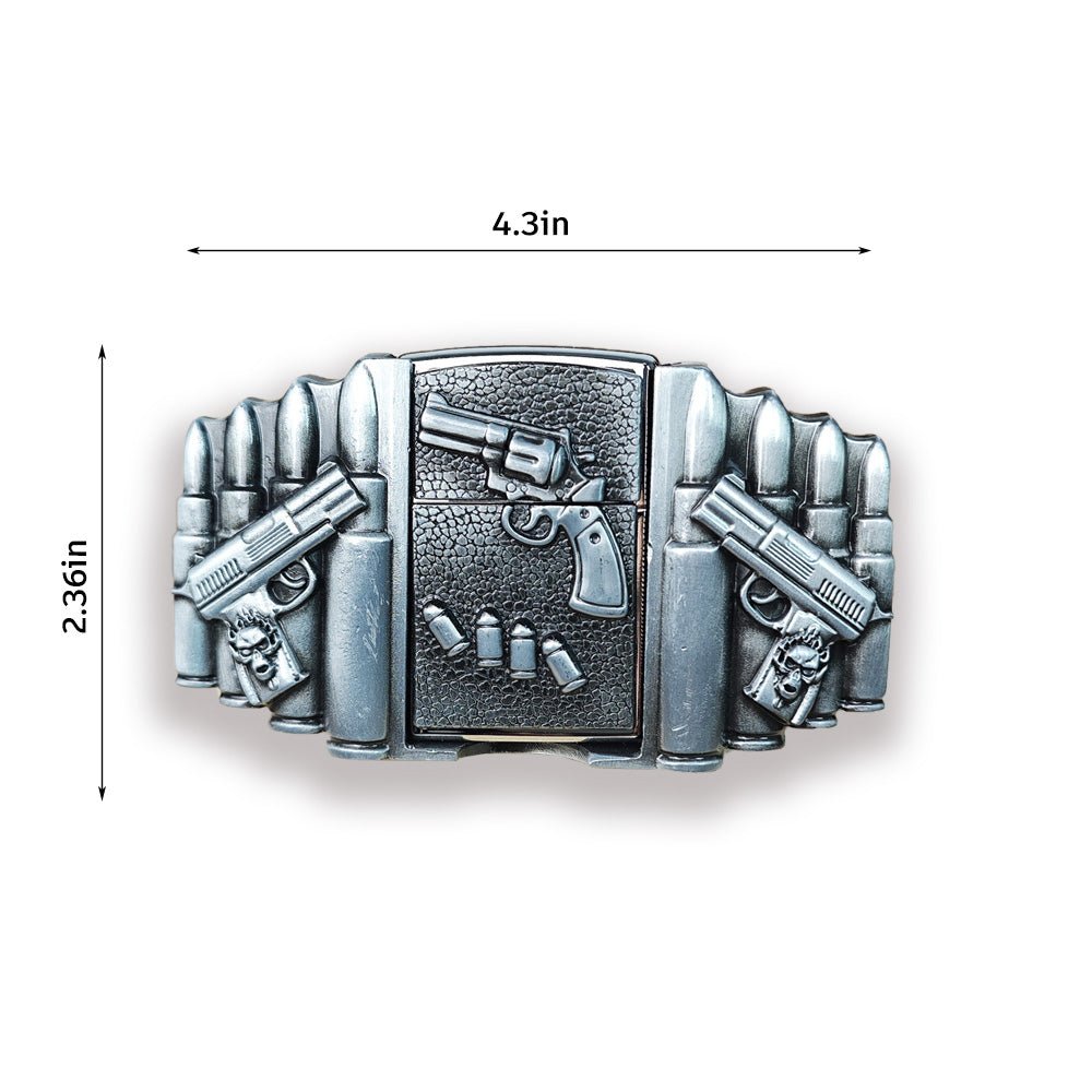 Gun Shape Lighter Holder Belt Buckle - CowderryBelt BucklesSilver