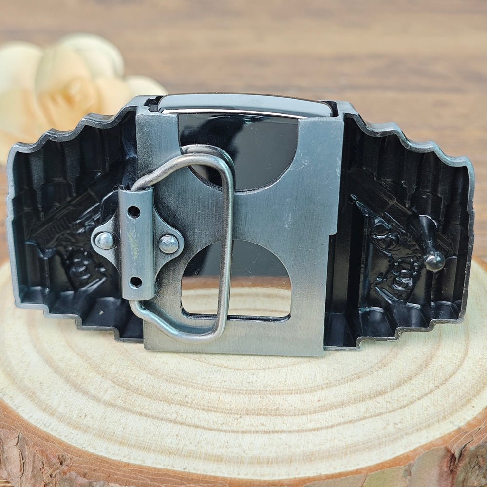 Gun Shape Lighter Holder Belt Buckle - CowderryBelt BucklesSilver