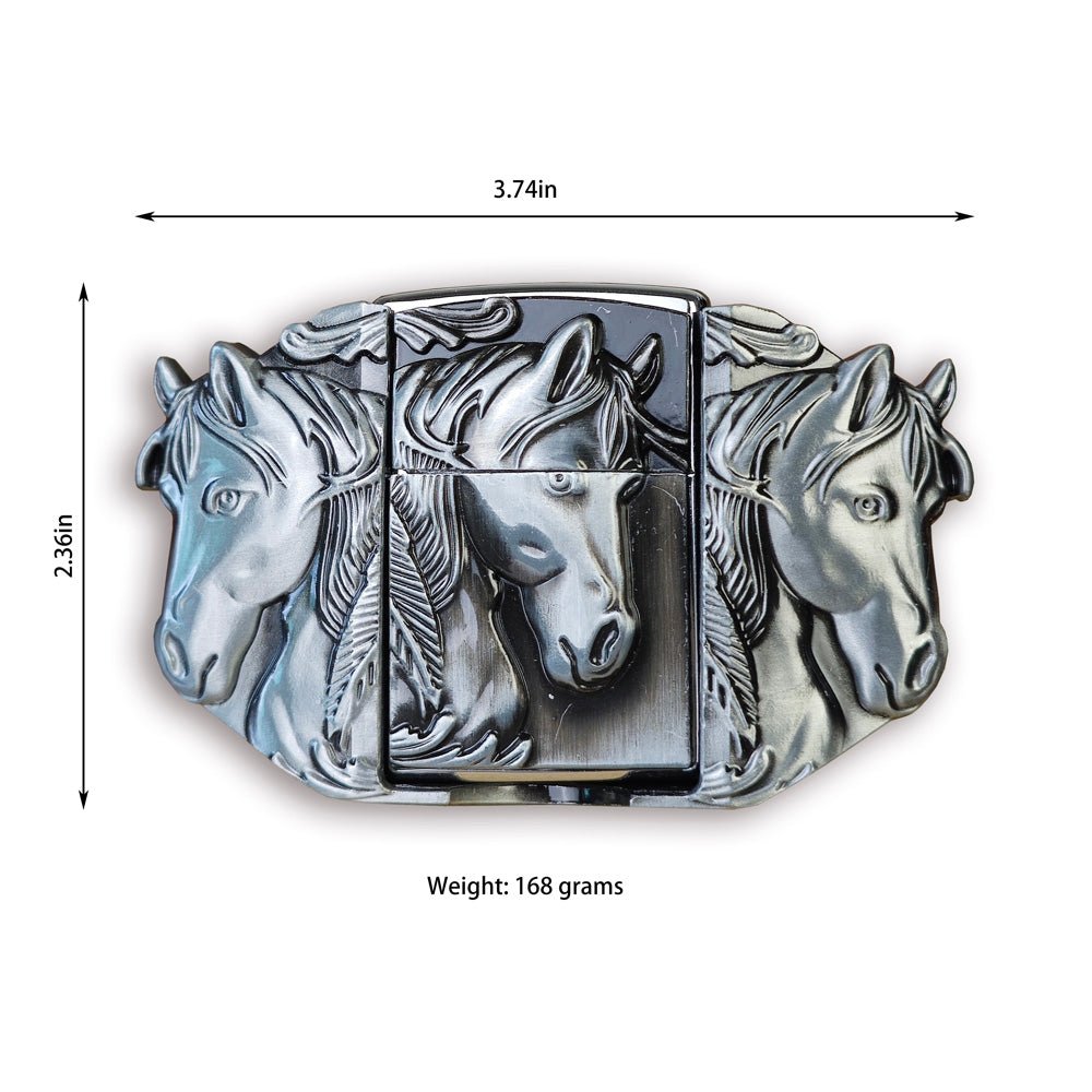 Horse Belt Buckle with Secret Lighter Inside - CowderryBelt BucklesSilver