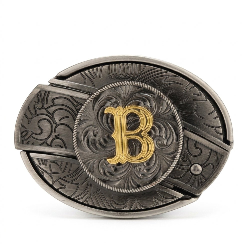 Initial A To Z Western Belt Buckle for Cowboy Cowgirl - CowderryBelt BucklesB