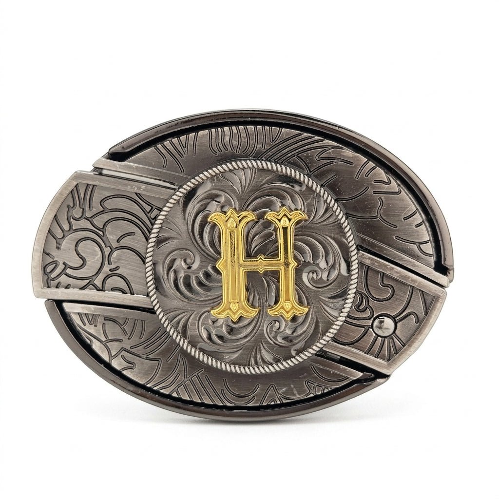 Initial A To Z Western Belt Buckle for Cowboy Cowgirl - CowderryBelt BucklesH