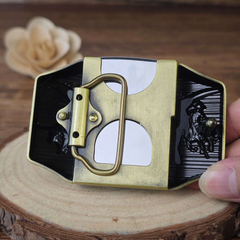 Longhorn Belt Buckle hidden Lighter - CowderryBrown