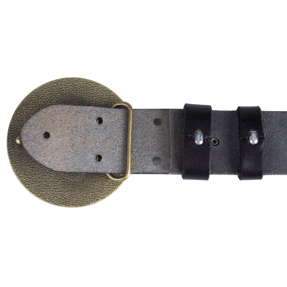 Mens Genuine Leather Belt 1.5" Wide No Buckle Screw On Western Cowboy - CowderryBeltsBlack