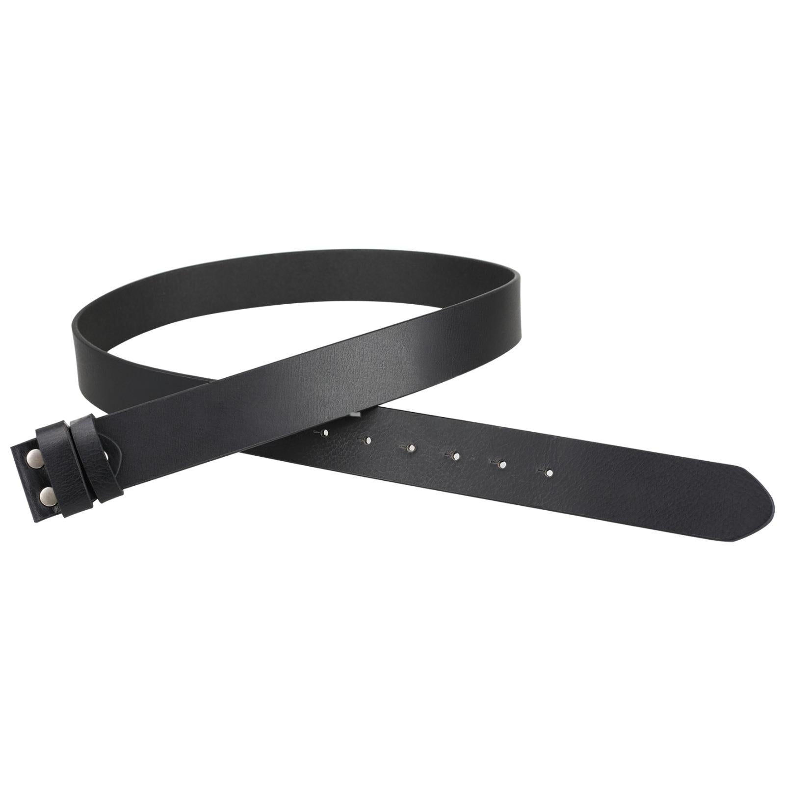 Mens Genuine Leather Belt 1.5" Wide No Buckle Screw On Western Cowboy - CowderryBeltsBlack