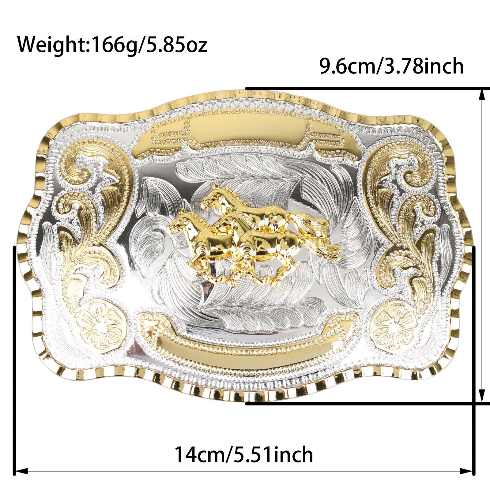 Mens Genuine Leather Western Belt Large Gold Silver Trophy Buckle - CowderryBeltsRunning Horses