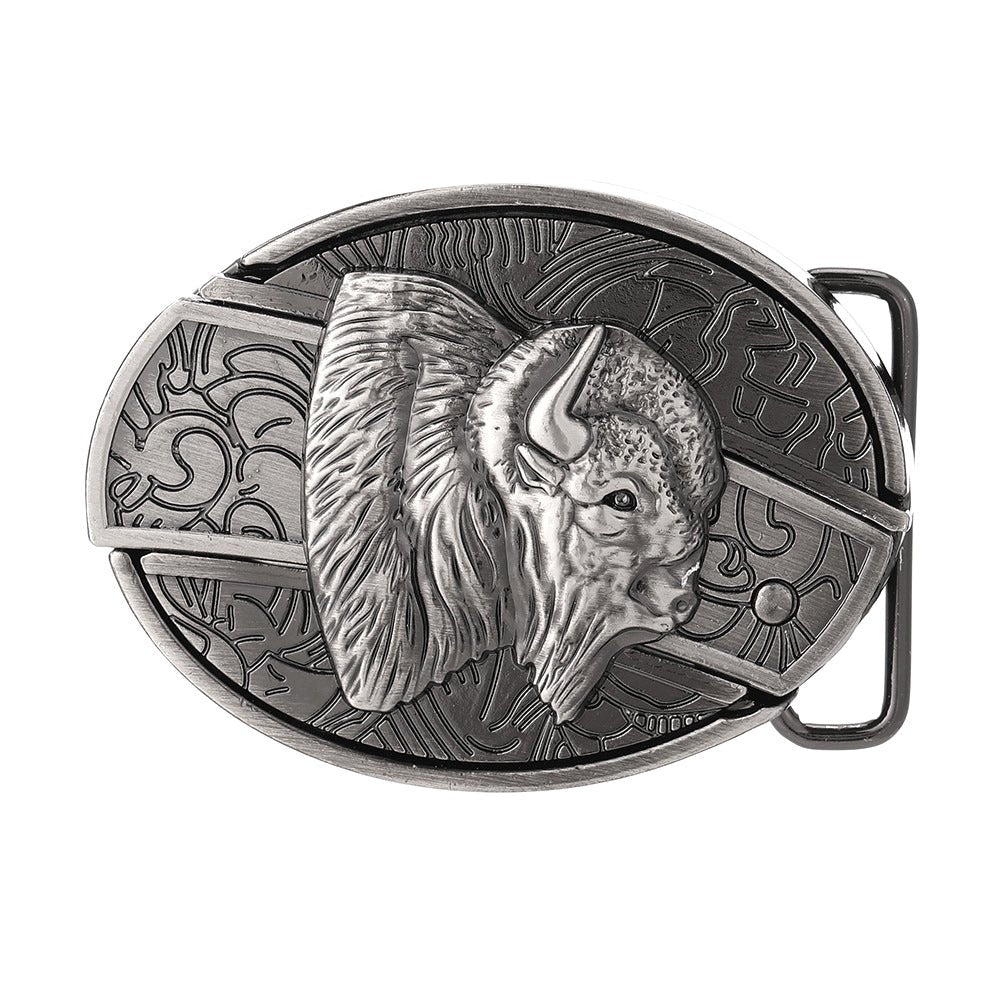 Metal Oval Belt Buckle for Cowboy Cowgirl - CowderryBelt BuckleBison