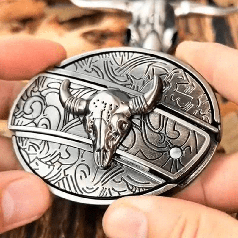Metal Oval Belt Buckle for Cowboy Cowgirl - CowderryBelt BuckleBull