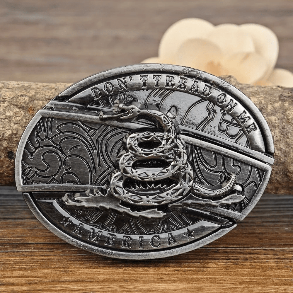 Metal Oval Belt Buckle for Cowboy Cowgirl - CowderryBelt BuckleRattlesnake