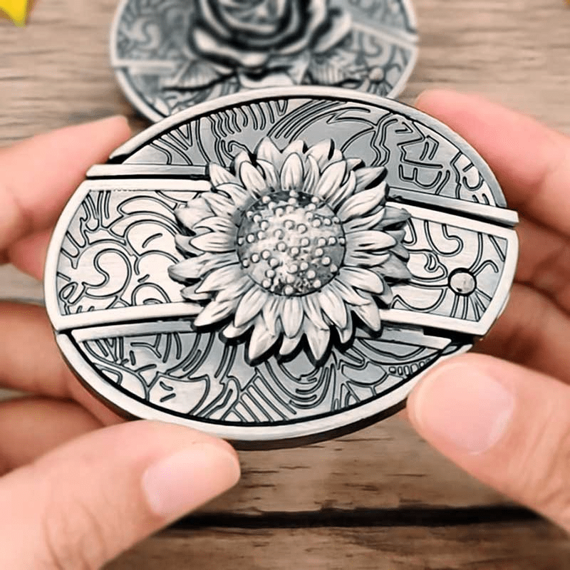 Metal Oval Belt Buckle for Cowboy Cowgirl - CowderryBelt BuckleSunflower