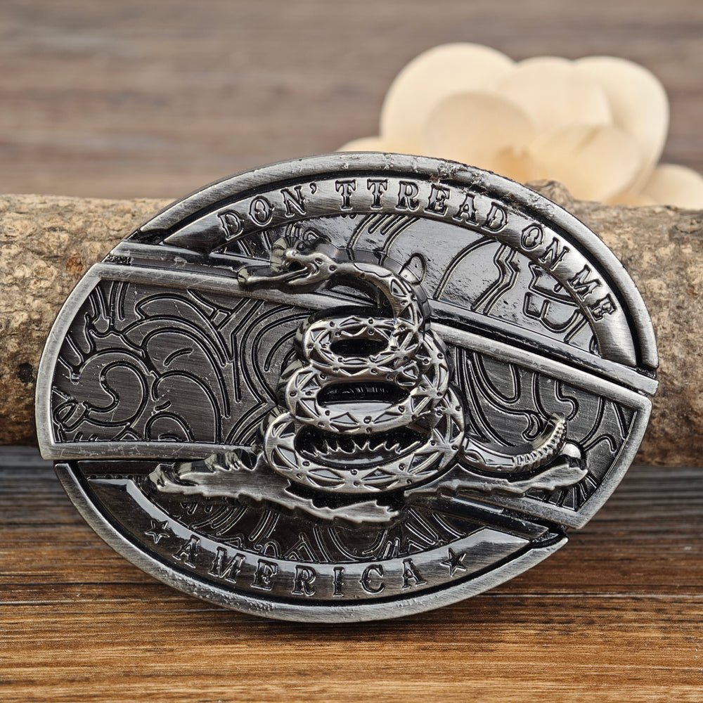 Metal Oval Cowboys Belt Buckle - CowderryBelt BuckleRattlesnake