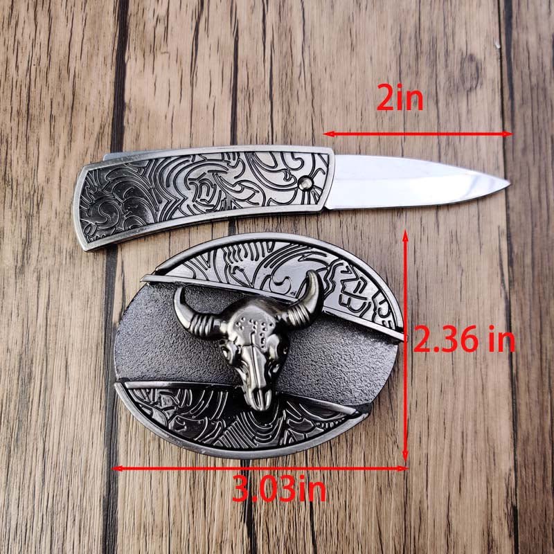 Personalized Cool Belt Buckle – Custom Text Engraved on the Back - CowderryBelt BuckleBull Head