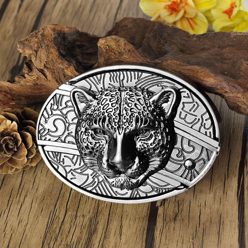 Personalized Cool Belt Buckle – Custom Text Engraved on the Back - CowderryBelt BuckleLeopard