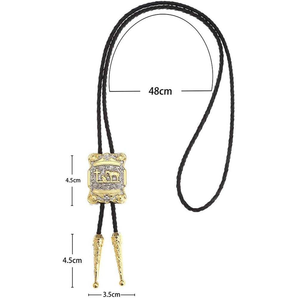 Praying Cowboy At Cross Golden Bolo Tie - CowderryBolo Tie