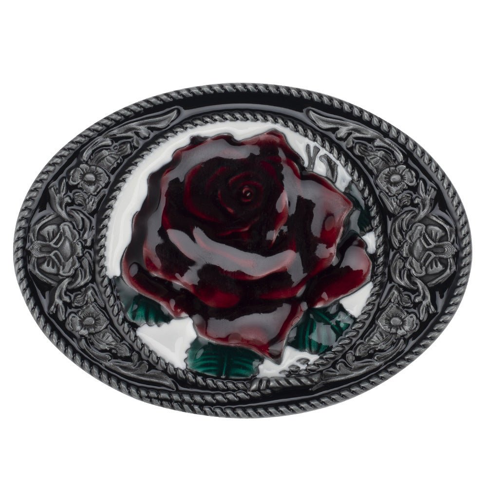 Rose Belt Buckle - CowderryBelt BucklesRed