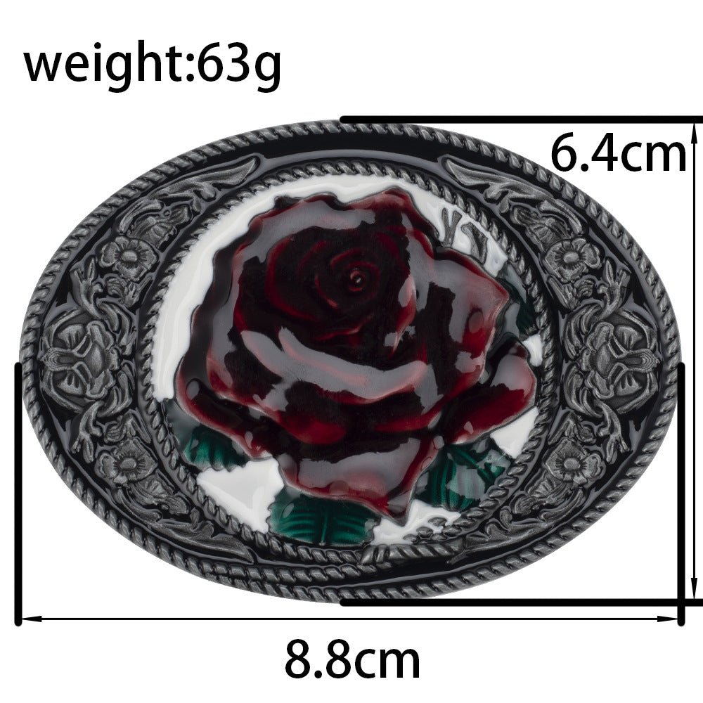 Rose Belt Buckle - CowderryBelt BucklesRed