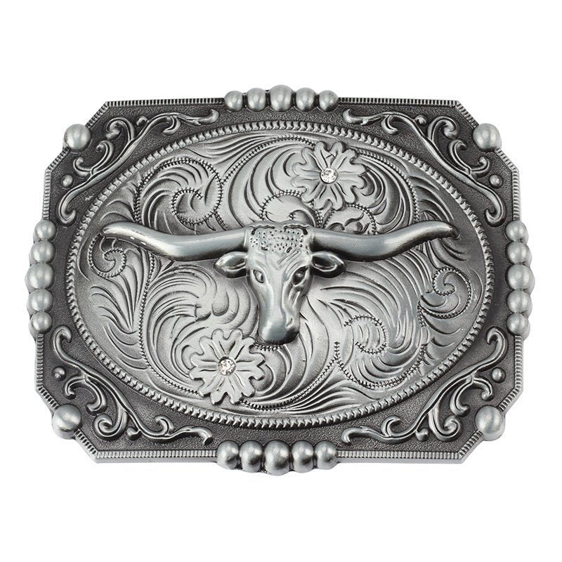 Vintage Grey Western Cowboy Belt Buckle - CowderryCow