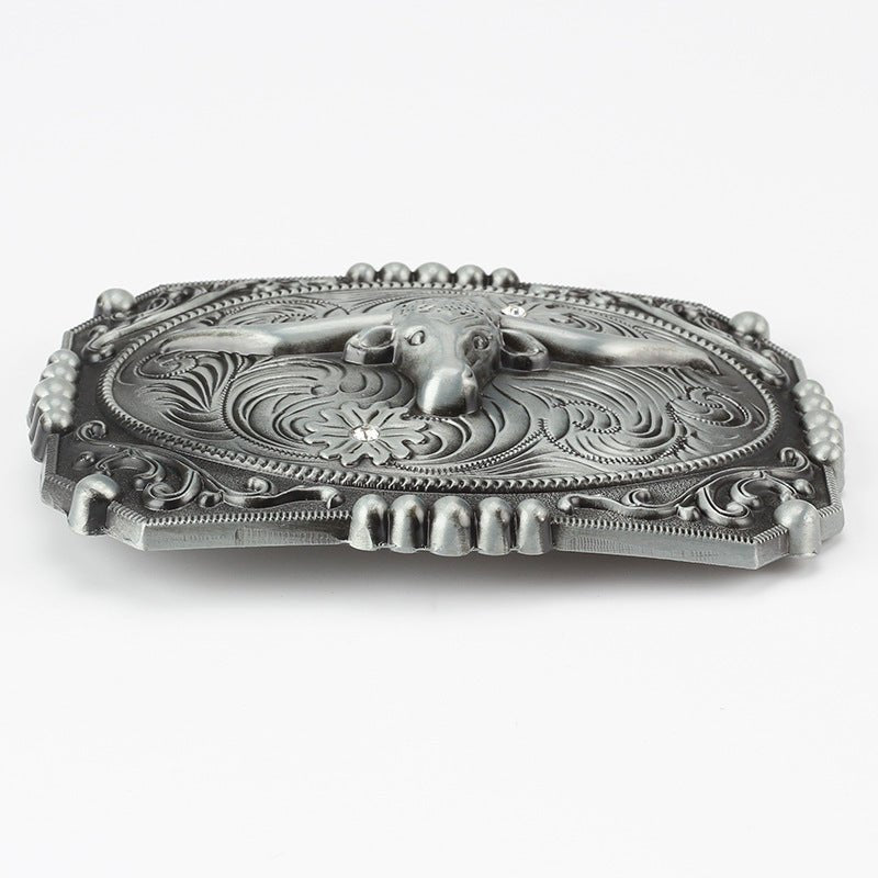Vintage Grey Western Cowboy Belt Buckle - CowderryHorse