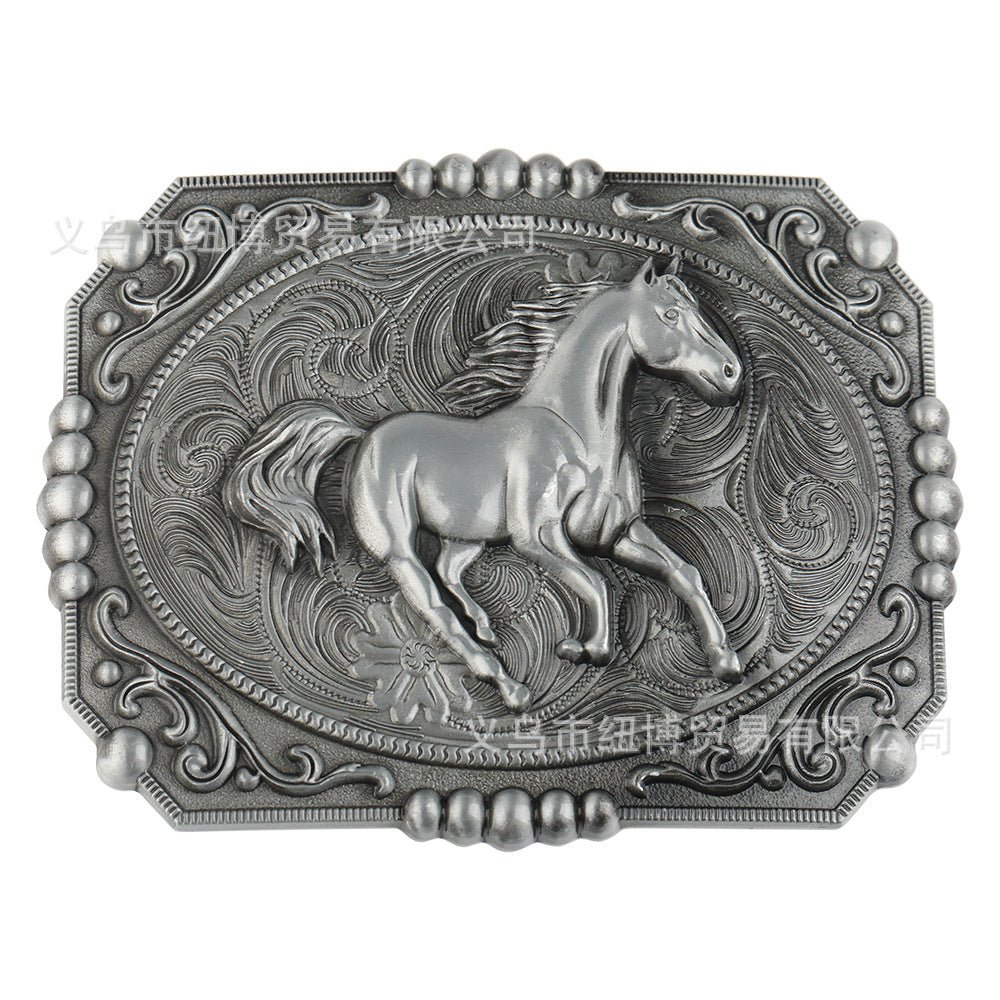 Vintage Grey Western Cowboy Belt Buckle - CowderryHorse