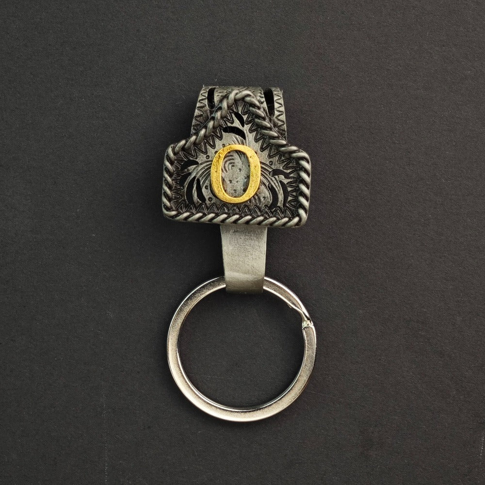Vintage Western Cow Tag Initial Keychain Holder - CowderryO