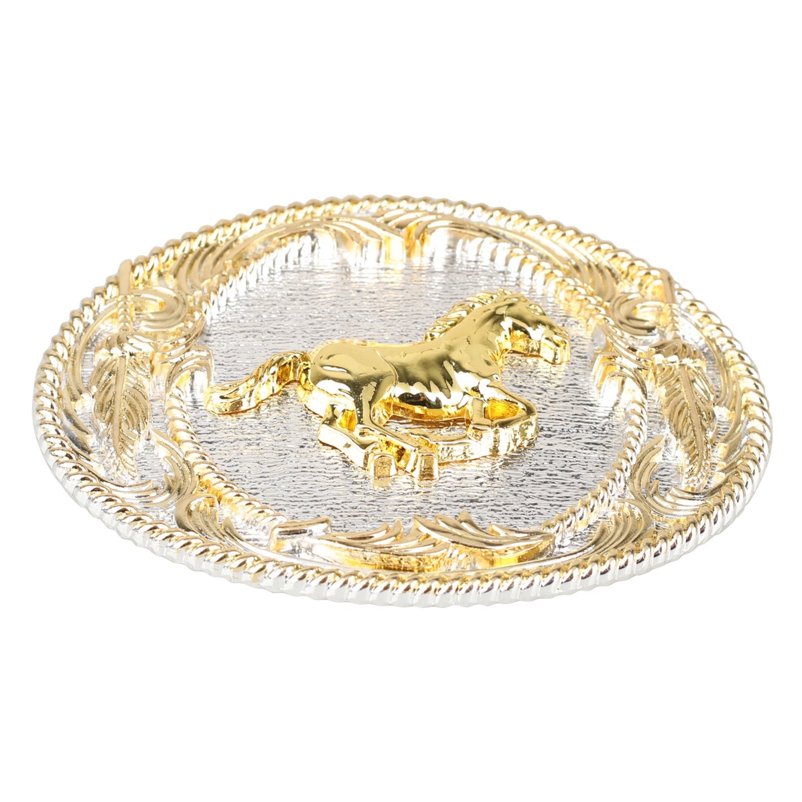 Western Belt Buckle Gold Silver Oval - CowderryBelt BucklesHorse