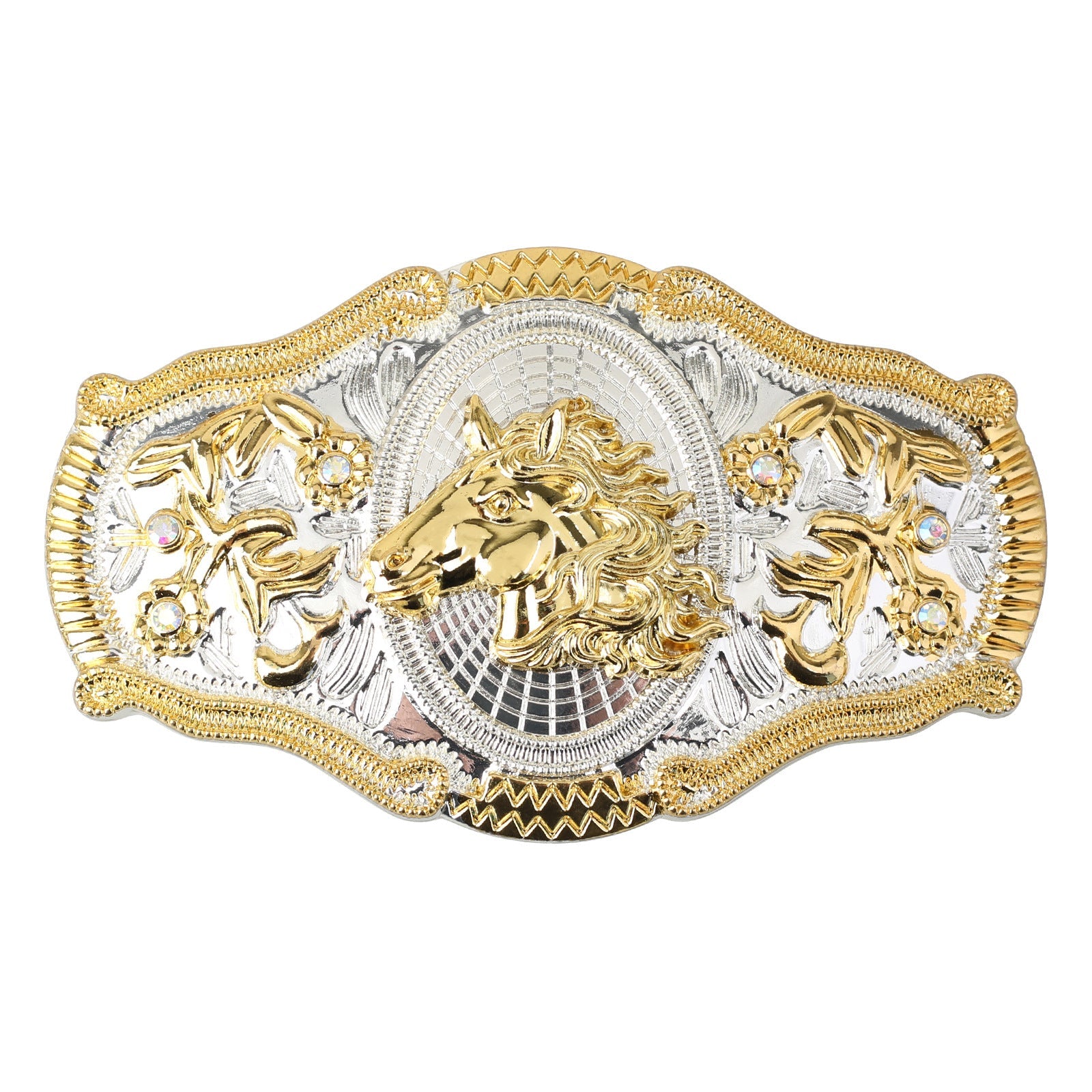 Western Cowboy 3D Relief Gold & Silver Two - Tone Belt Buckle - CowderryBelt BucklesHorse Head