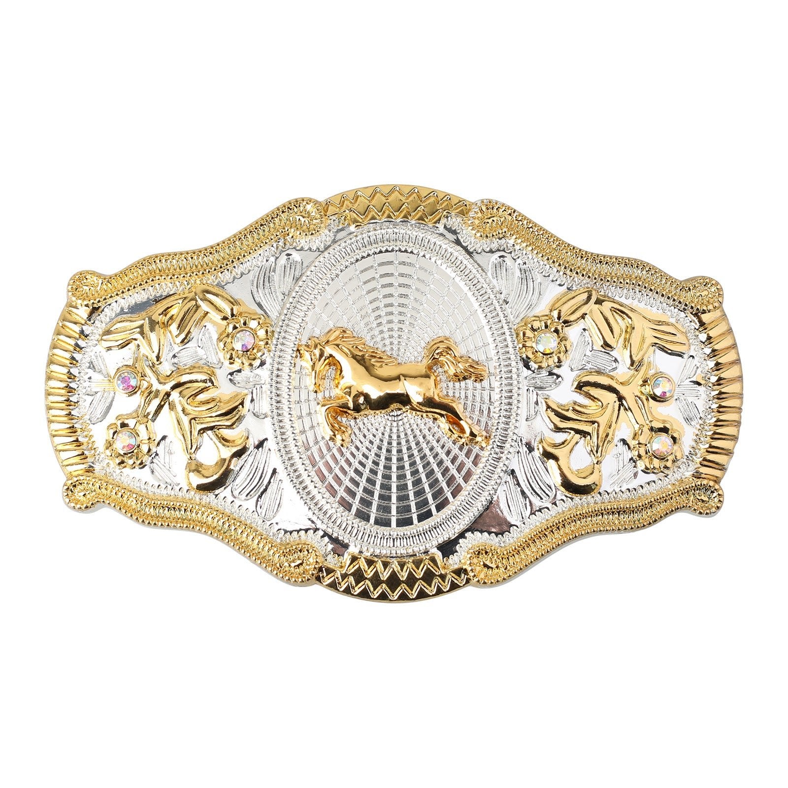 Western Cowboy 3D Relief Gold & Silver Two-Tone Belt Buckle display picture 3