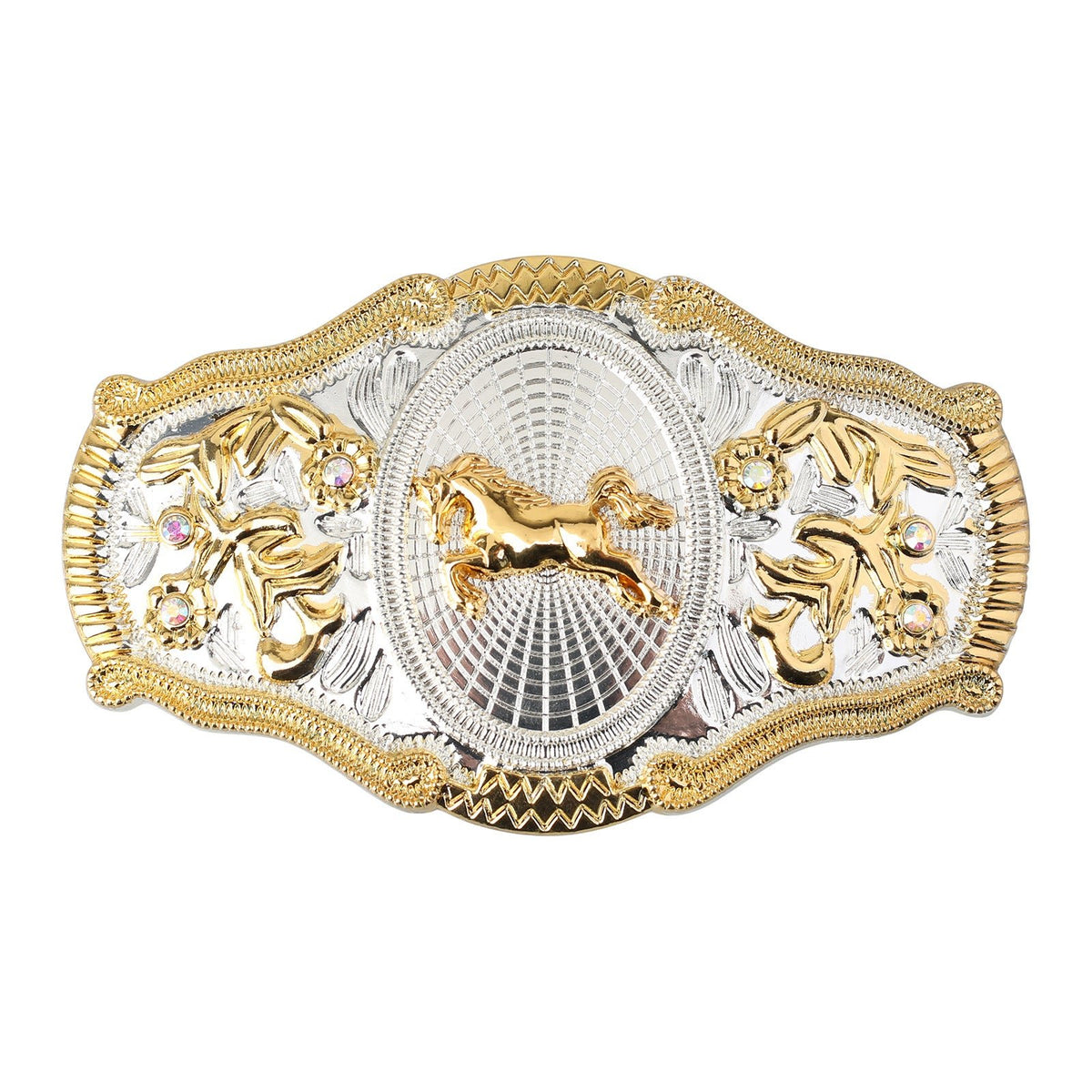 Western Cowboy 3D Relief Gold & Silver Two-Tone Belt Buckle display picture 2