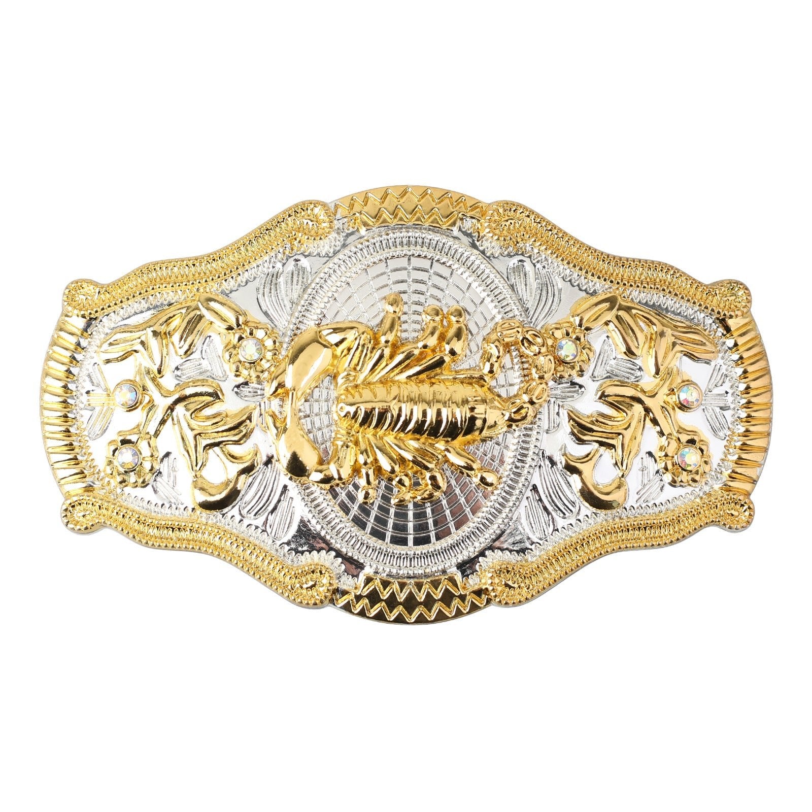 Western Cowboy 3D Relief Gold & Silver Two-Tone Belt Buckle display picture 2