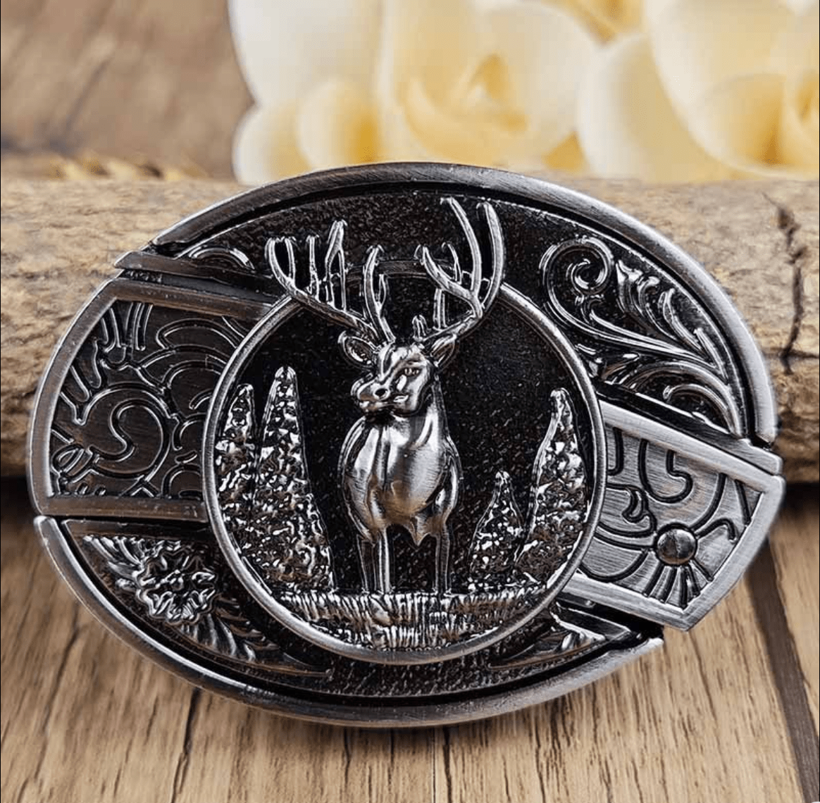 Western Deer Belt Buckle for Cowboys and Cowgirls - CowderryElk