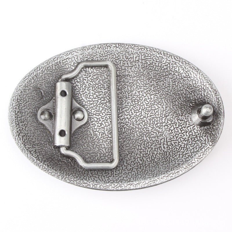 Western Deer Buck Belt Buckle Oval Hunting Wildlife Outdoors - CowderryBelt BucklesAntique Silver