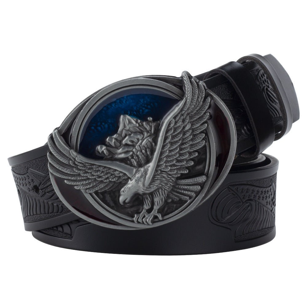 Western Eagle Embossed Belt With Buckle - CowderryColorful