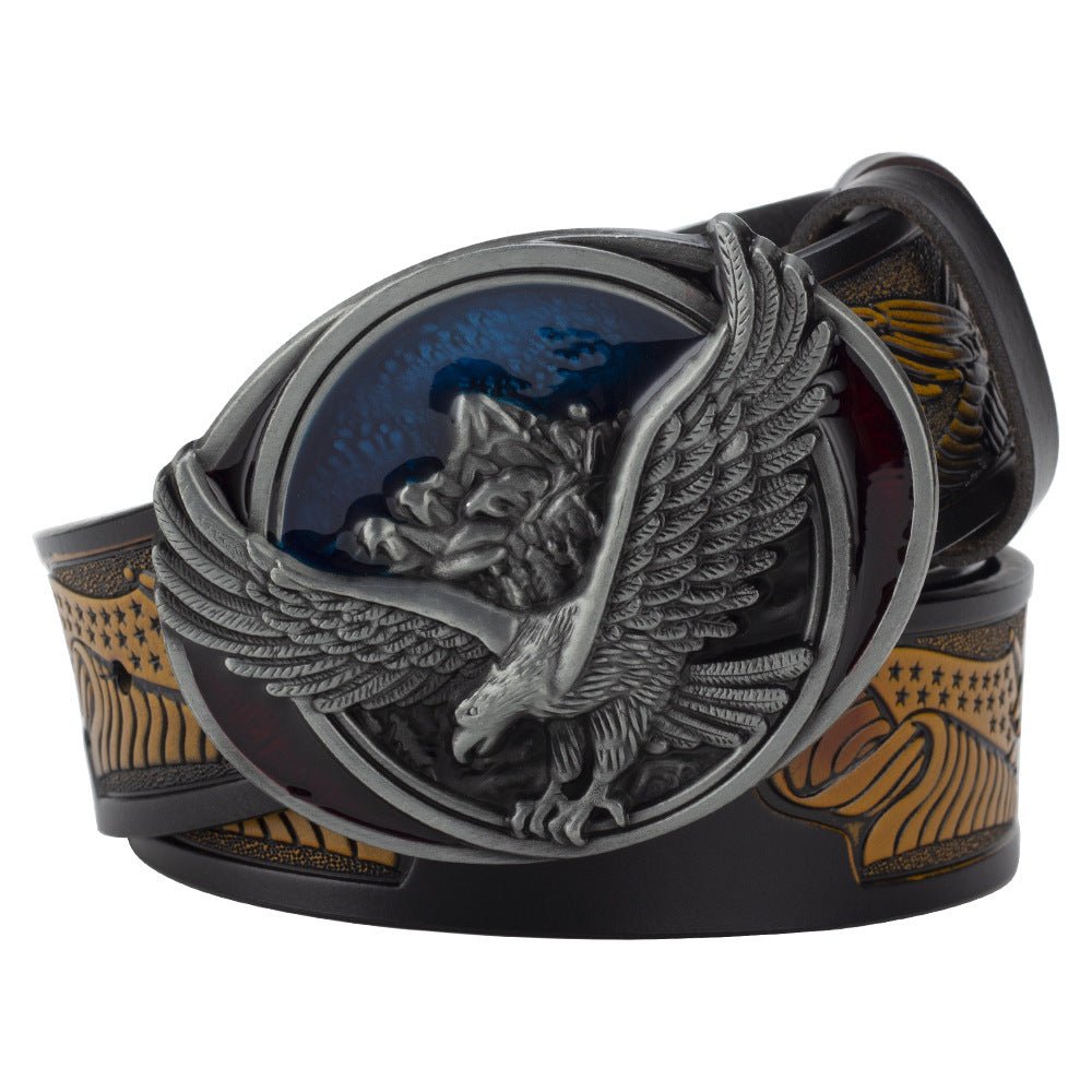 Western Eagle Embossed Belt With Buckle - CowderryColorful