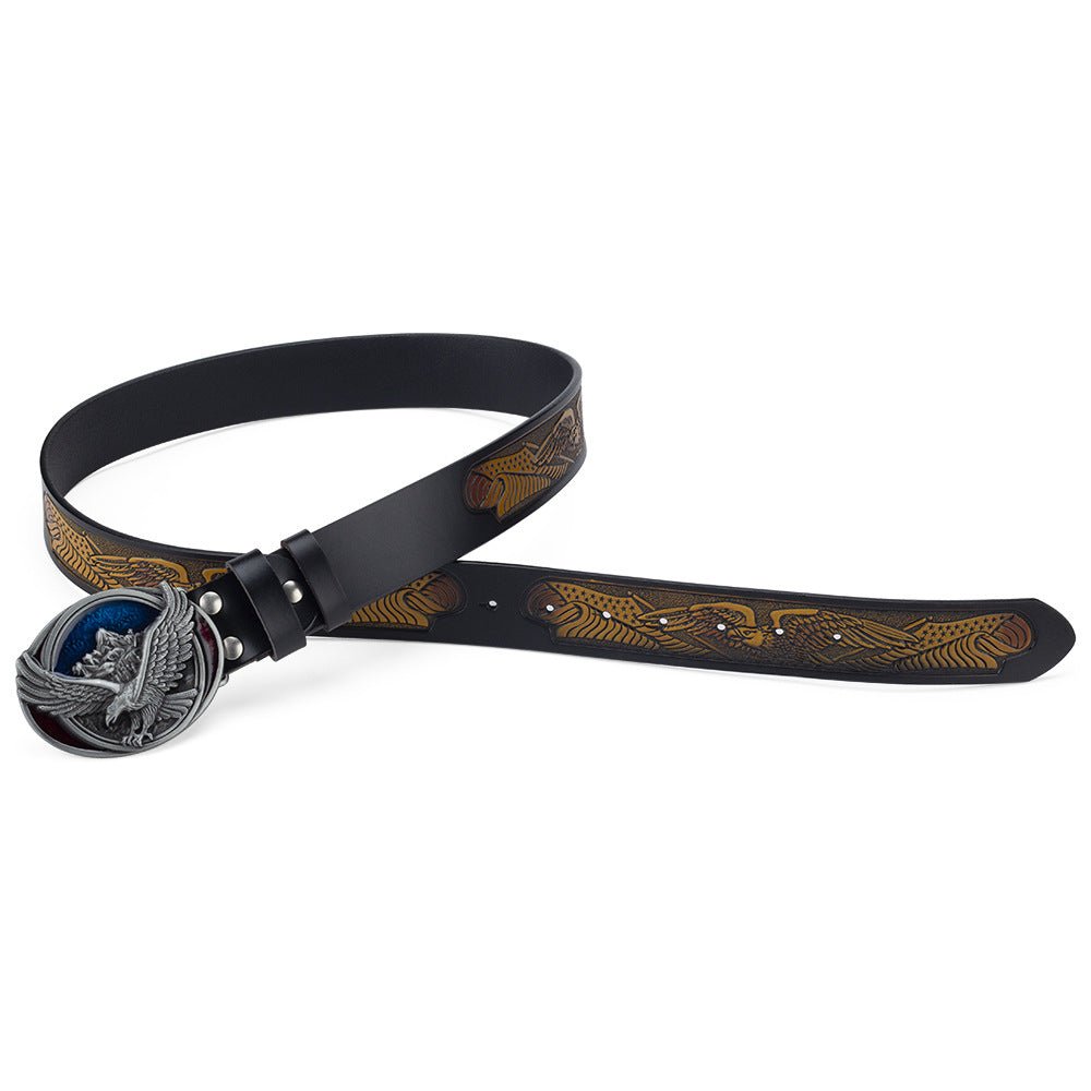 Western Eagle Embossed Belt With Buckle - CowderryColorful