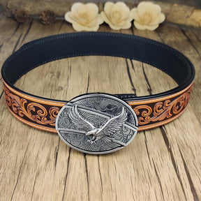 Western Floral Belt With Cool Belt Buckle - CowderryBeltEagle