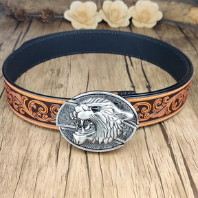 Western Floral Belt With Cool Belt Buckle - CowderryBeltTiger