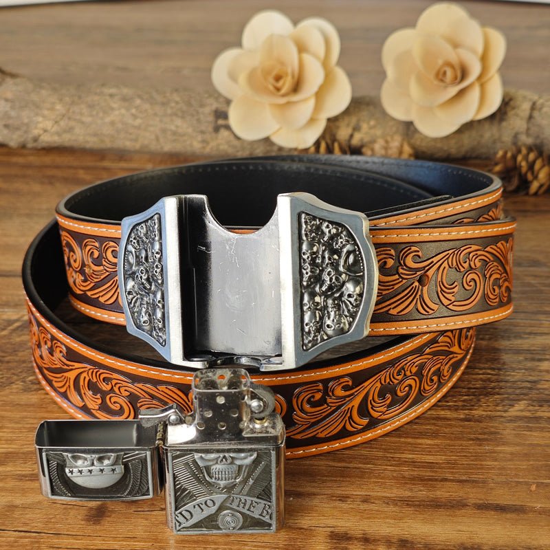 Western Floral Belt With Lighter - CowderryBelts4 Aces