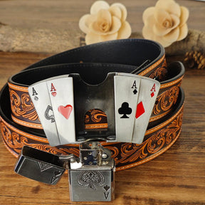 Western Floral Belt With Lighter - CowderryBelts4 Aces