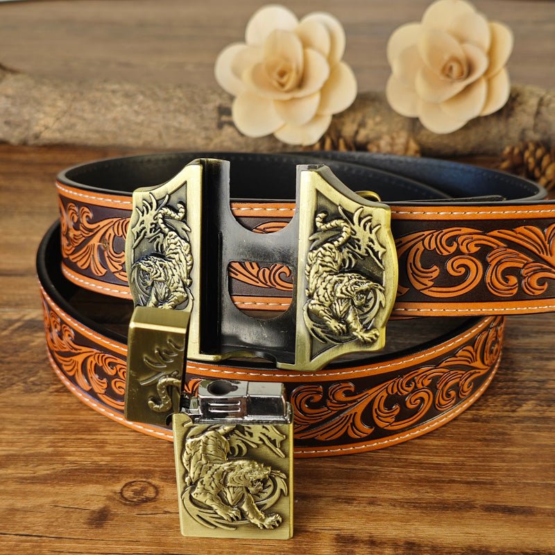 Western Floral Belt With Lighter - CowderryBeltsTiger