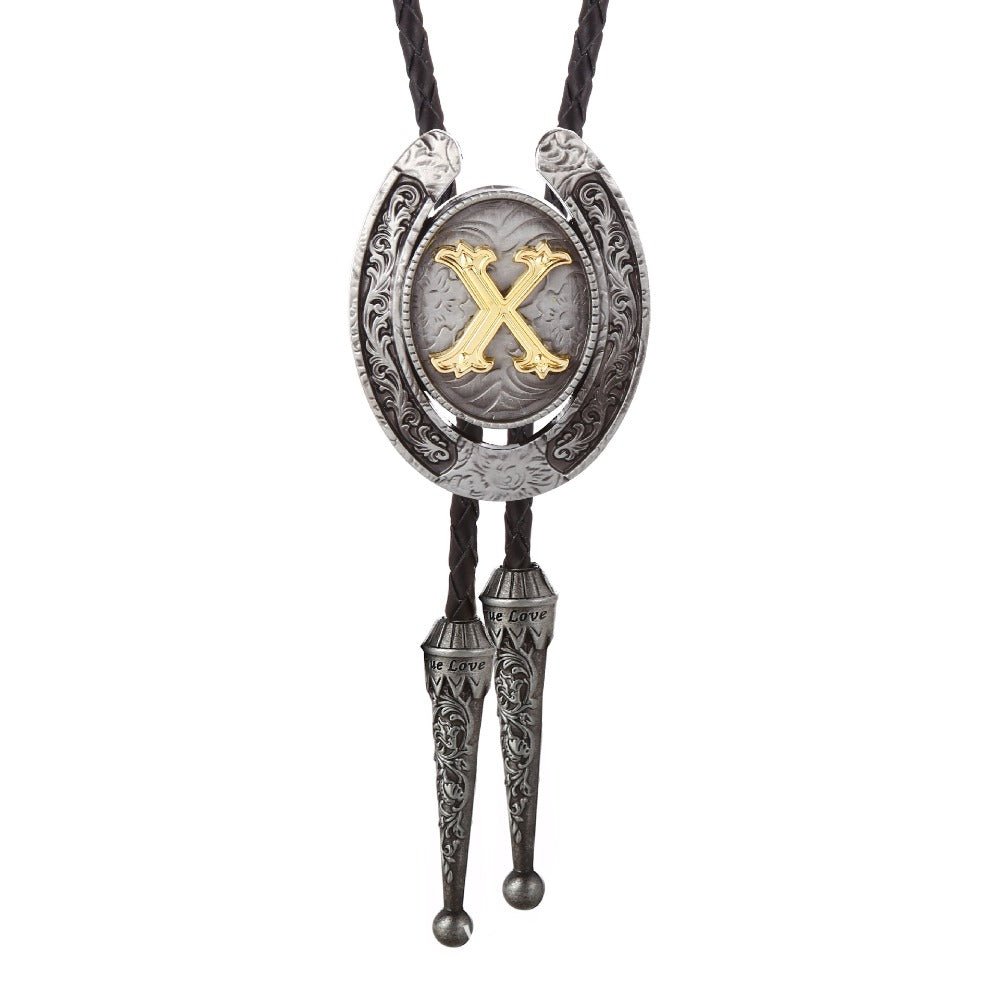 Western Horseshoe Initial Bolo Tie A to Z - CowderryBolo TieA