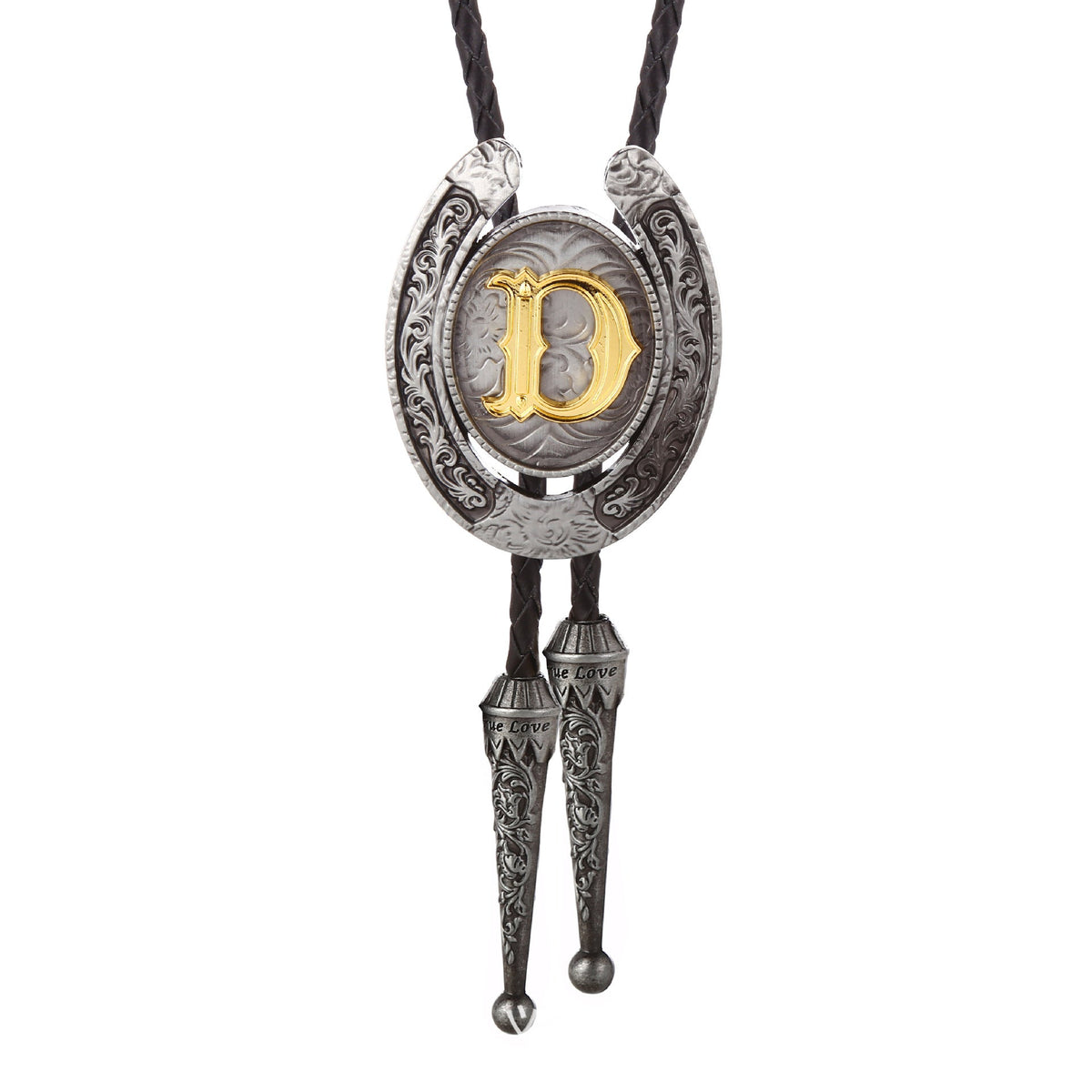 Western Horseshoe Initial Bolo Tie A to Z - CowderryBolo TieD