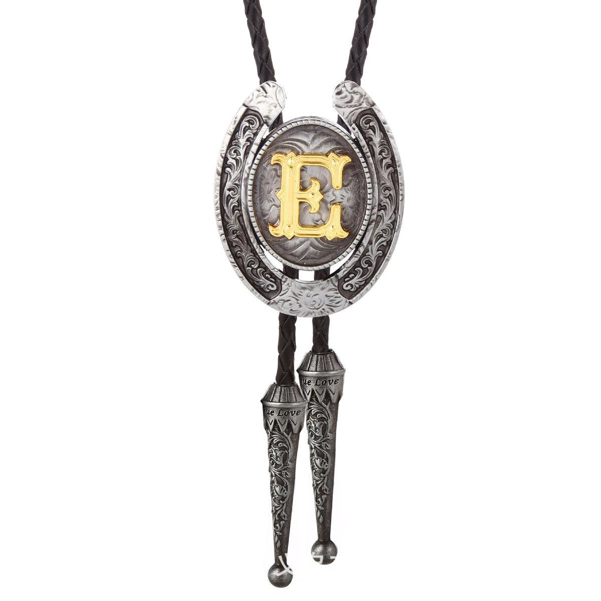Western Horseshoe Initial Bolo Tie A to Z - CowderryBolo TieE