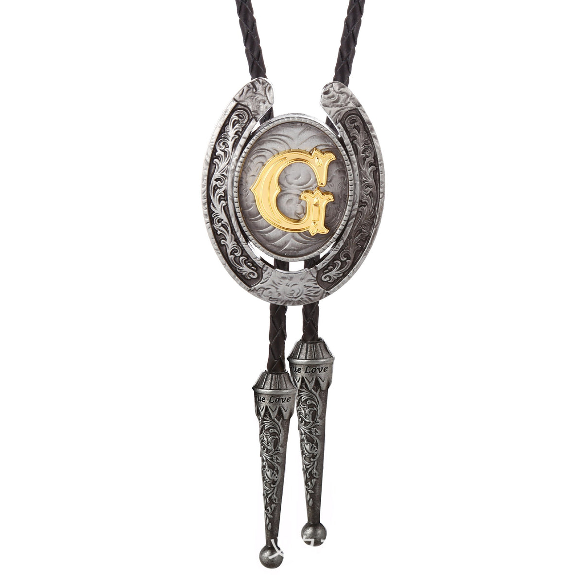 Western Horseshoe Initial Bolo Tie A to Z - CowderryBolo TieG