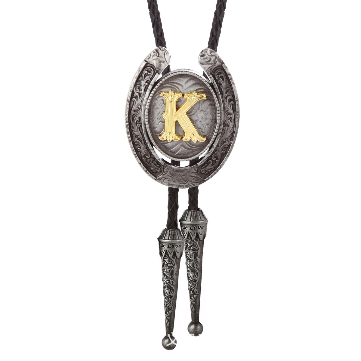 Western Horseshoe Initial Bolo Tie A to Z - CowderryBolo TieK