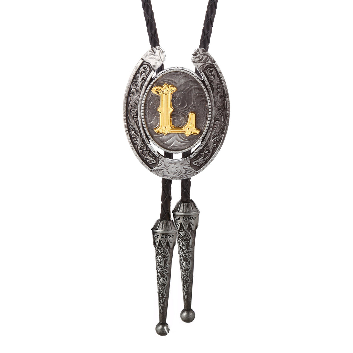 Western Horseshoe Initial Bolo Tie A to Z - CowderryBolo TieL
