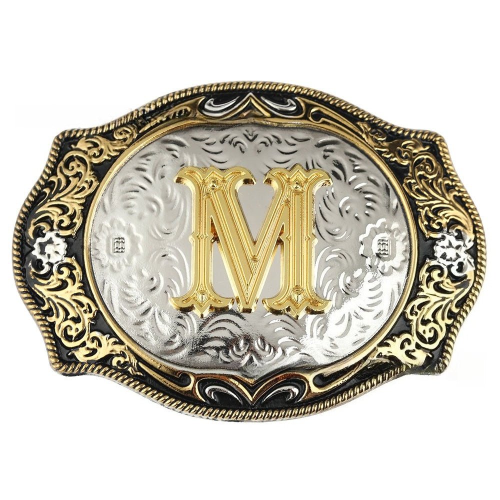Western Initial Gold Engraved Belt Buckle - CowderryBelt BucklesA